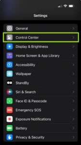 Go to settings and tap on control center