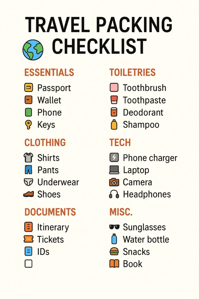 Flying hacks and packing checklist