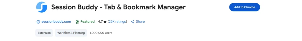 Session buddy chrome extension